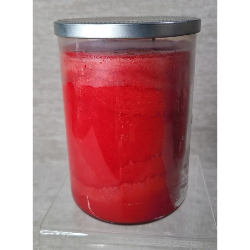 Yankee Candle SPARKLING CINNAMON 22 OZ Large‎ 2 Wicks Red Candle Burned Once